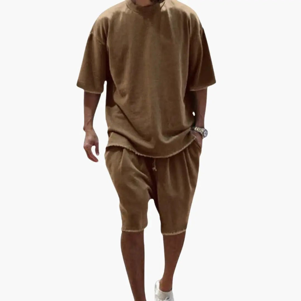 Two-Piece Set – Men's, Drawstring Shorts & Oversized Shirt