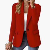 Women's Blazer – Lapels, One-Button Closure & Front Pockets