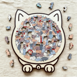 Wooden Cat Puzzle – 135 Pieces, Sustainable Wood & 4 Color Variants