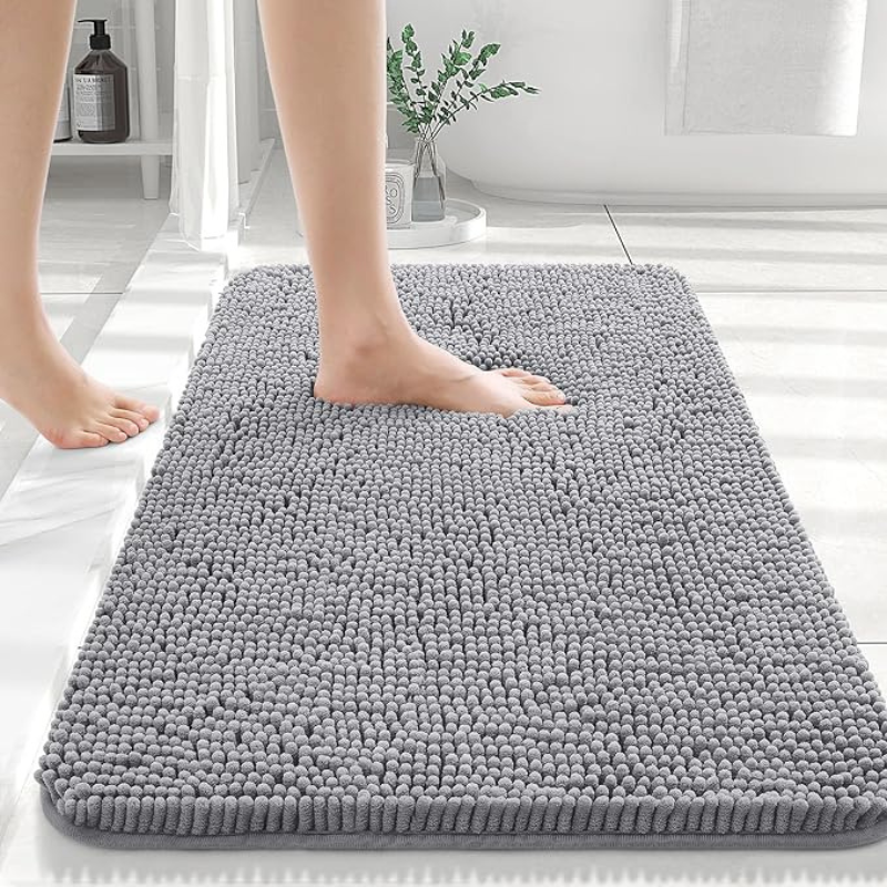 Chenille Bath Mat – Non-Slip PVC Backing, Ultra-Absorbent & 3 Sizes