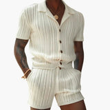 Men's 2-Piece Summer Set – Polo Shirt, Shorts & Breathable Knit