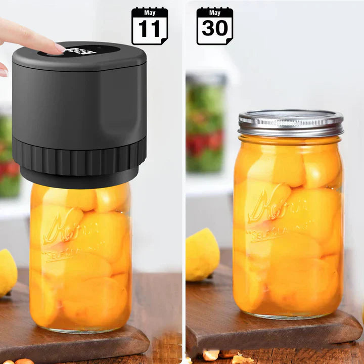 Electric Mason Jar Vacuum Sealer – USB Rechargeable, Wide-Mouth & Regular Lids, 30-Second Seal
