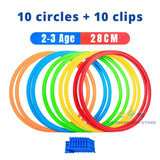 Kids Agility Hopping Rings Set – 10 Rings & Clips, 28/38cm & Indoor/Outdoor Play