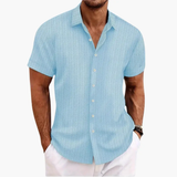 Men's Striped Button-Up Shirt – Short Sleeve, Lightweight & Relaxed Fit