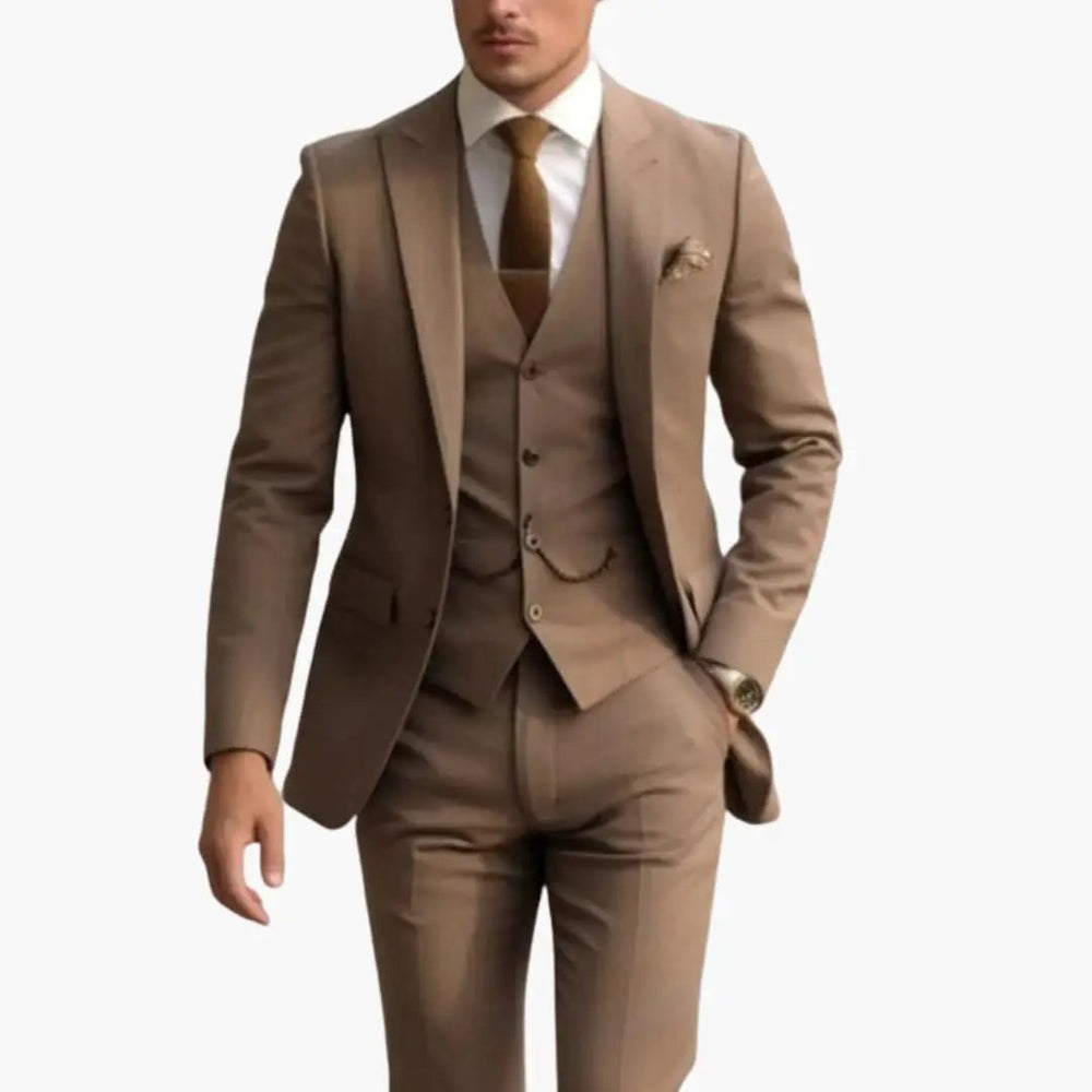 Men's Three-Piece Formal Suit – Blazer, Vest & Straight-Leg Trousers