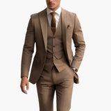 Men's Three-Piece Formal Suit – Blazer, Vest & Straight-Leg Trousers
