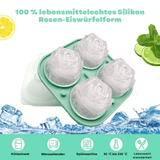 3D Rose Ice Cube Tray – Food-Grade Silicone, 6cm Cubes & 4 Cavities