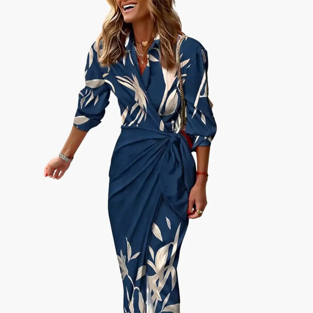 Women's Cotton Shirt Dress – Striped, Wrap Style & Midi Length