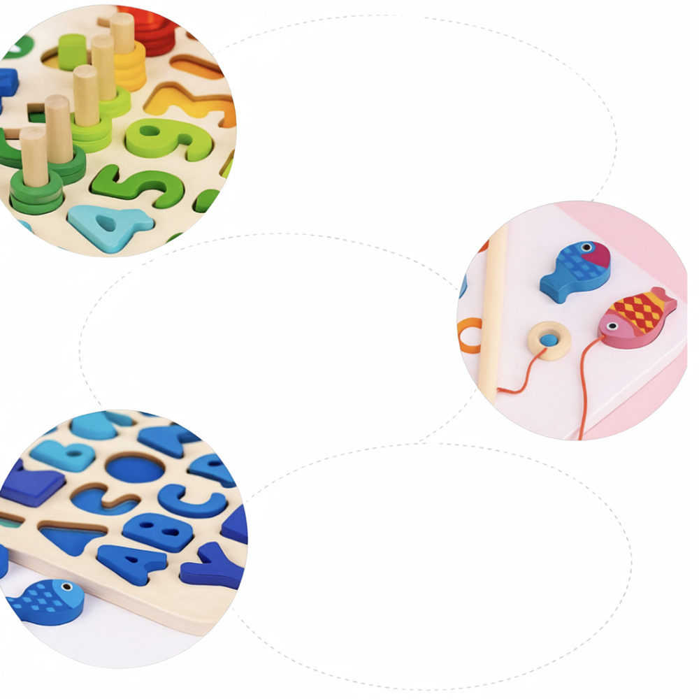 Montessori Wooden Activity Board Learning Toy Toddlers
