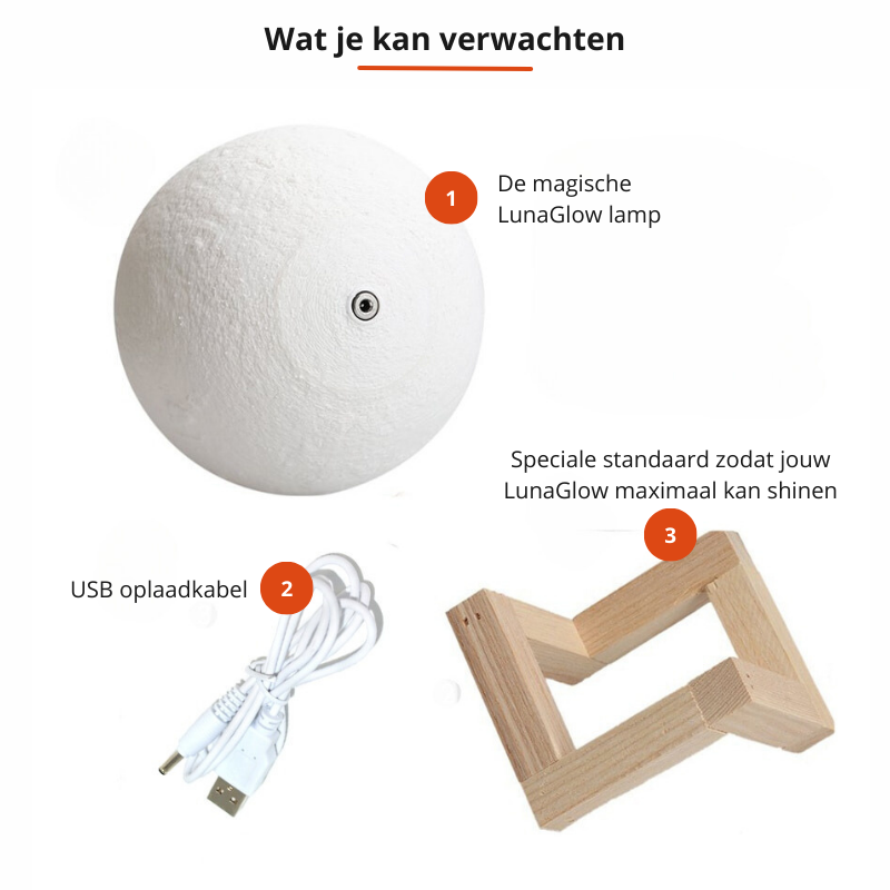 Dimmable Moon Lamp with Wooden Stand – 16 Color Options for Ambient Lighting