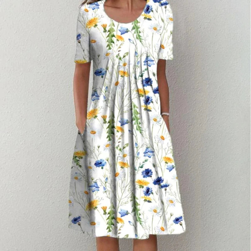 Luna Chic Summer Dress (Print) - White Yellow
