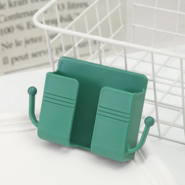 Wall-Mount Phone Charging Holder – Self-Adhesive, Cable Slot & 4 Colors