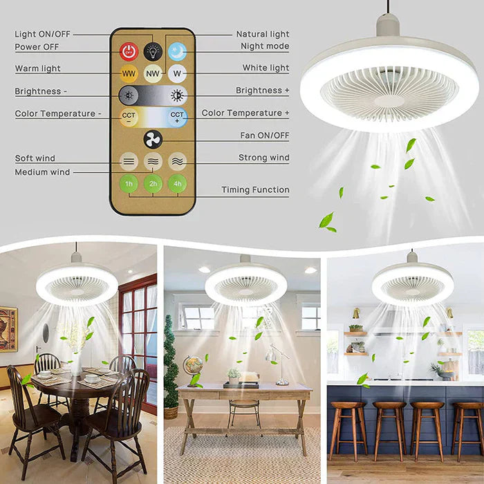 E27 Screw-In LED Ceiling Fan – 2100 Lumens, Remote Control & 3 Speed Timer