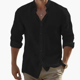 Men's Stand Collar Shirt – Long Sleeve, Lightweight & Breathable