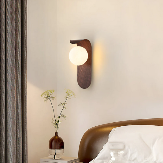 LED Wall Lamp – Scandinavian Design, Minimalist Style & Wooden Base