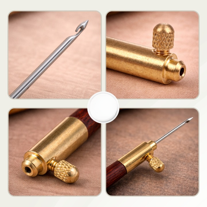 Tambour Beading Crochet Set – 3 Steel Needles 0.7-1.2mm, Aluminum Handle for Embroidery