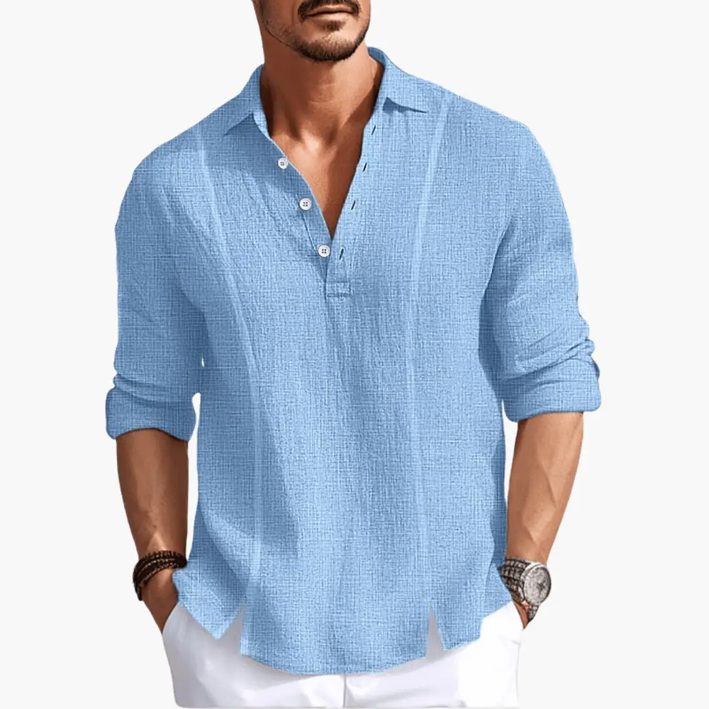 Men's Casual Button-Up Shirt – Long Sleeve, Breathable Fabric & Relaxed Fit
