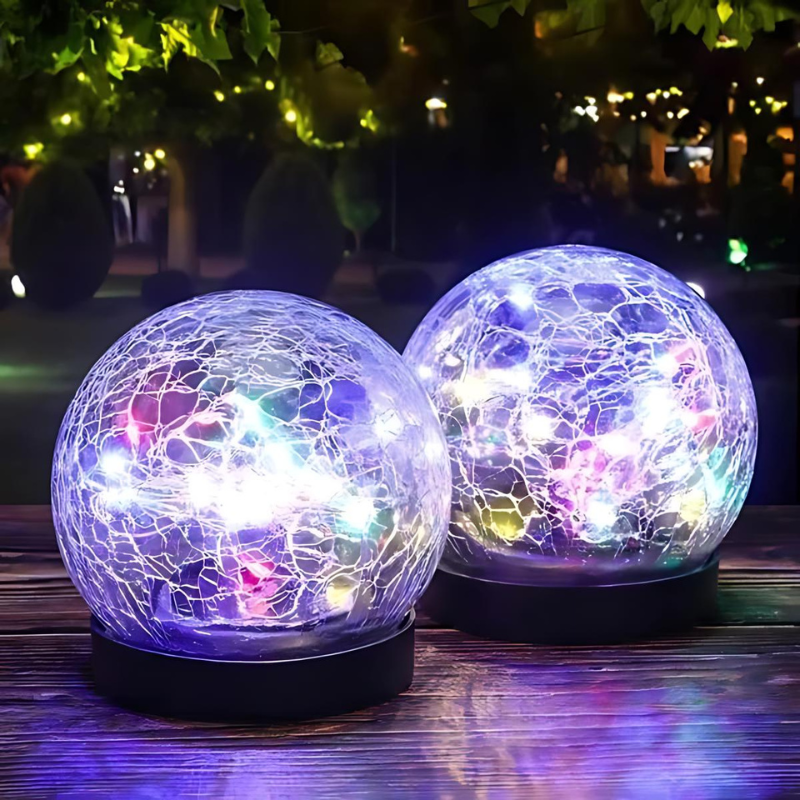Solar Flower Garden Light – Glass Prism Projection, IP64 Waterproof & Auto Dusk Sensor
