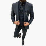Men's Three-Piece Suit – Notch Lapel, Vest Included & Tailored Fit
