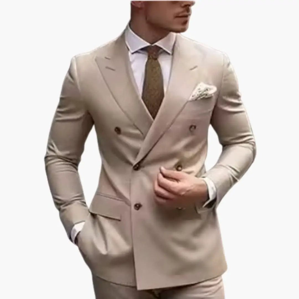 Men's Double-Breasted Suit – Two-Piece, Notch Lapel & Slim-Fit Trousers