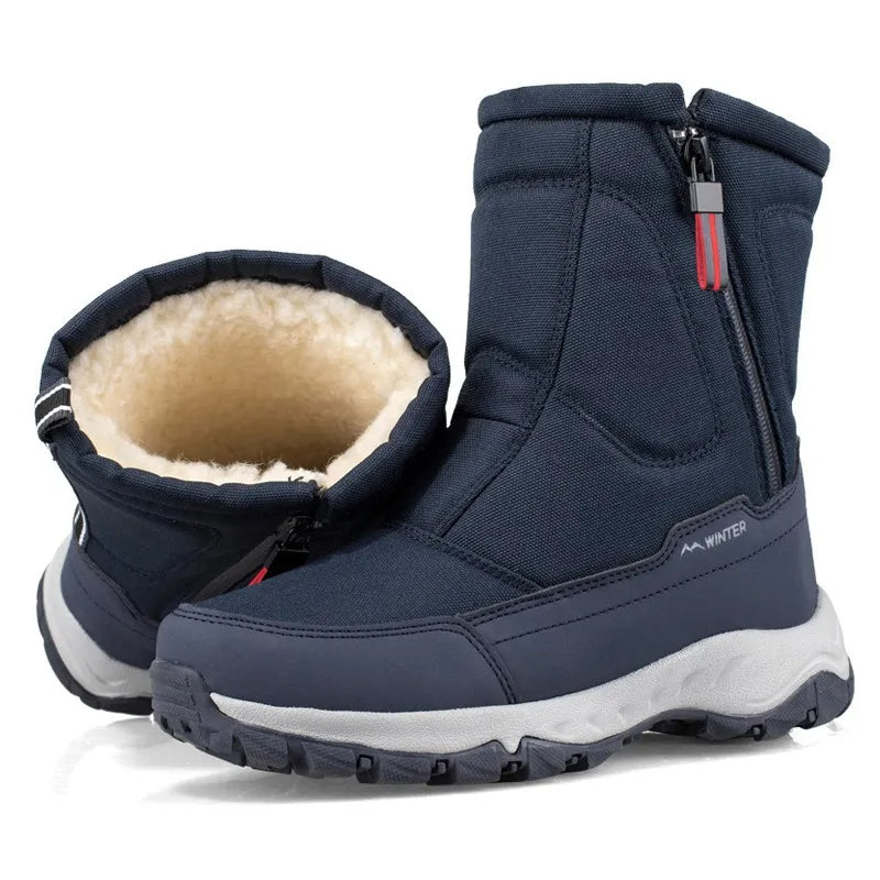 Warm Mid-Height Winter Snow Boots - Blue