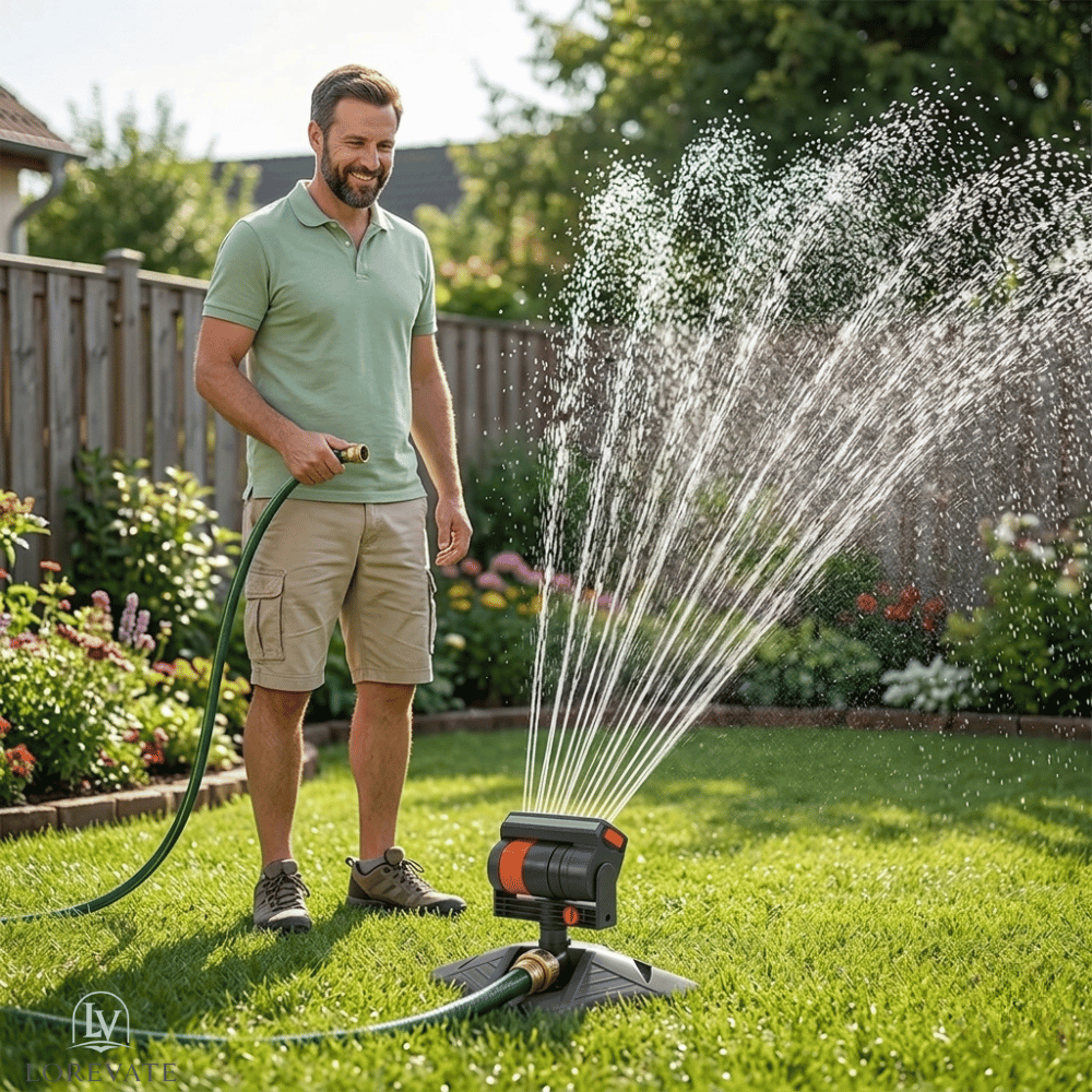 Adjustable Garden Sprinkler – Weatherproof ABS, Weighted Base & Built-In Dirt Filter