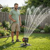 Adjustable Garden Sprinkler – Weatherproof ABS, Weighted Base & Built-In Dirt Filter