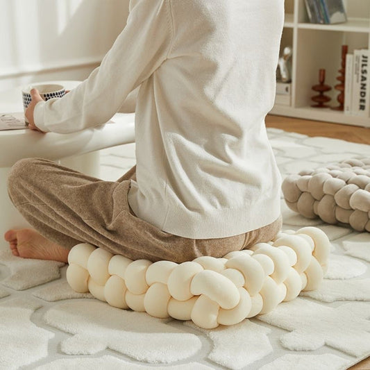 Woven Knot Cushion – Soft Seat Pad, Stylish Design & For Living Room and Bedroom