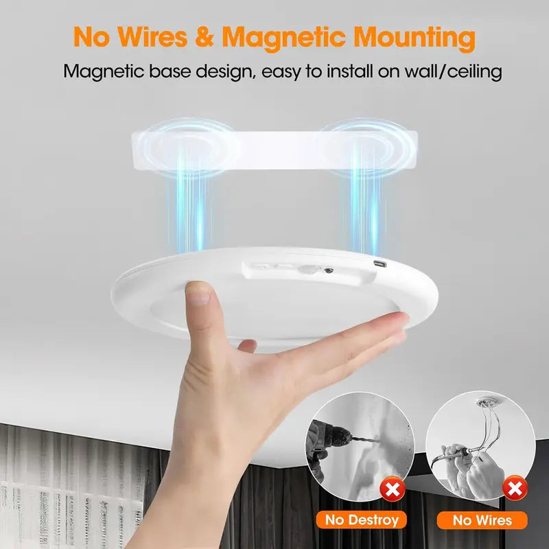 Motion Sensor LED Ceiling Light – Magnetic Mount, 5m Range & USB Rechargeable