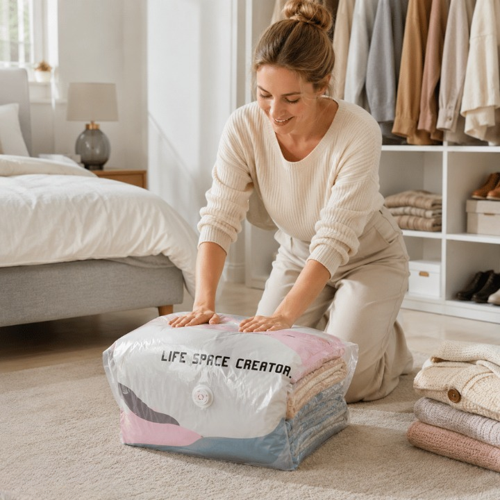 Vacuum Storage Bags – 75% Space Saving, Pump-Free & Reusable