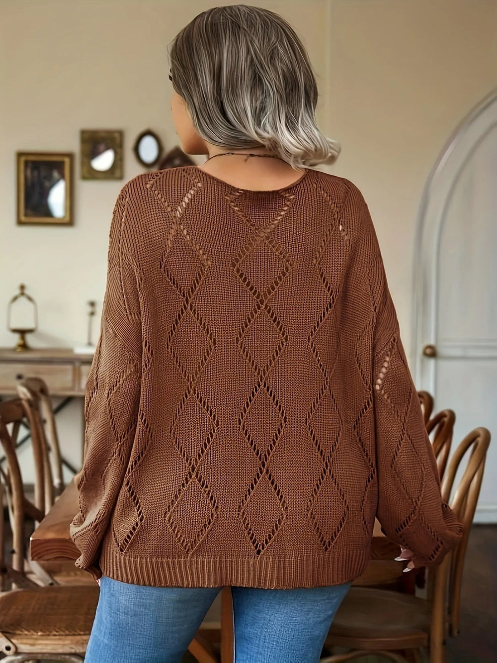 Women's plus-size oversized knit sweater- Marietta