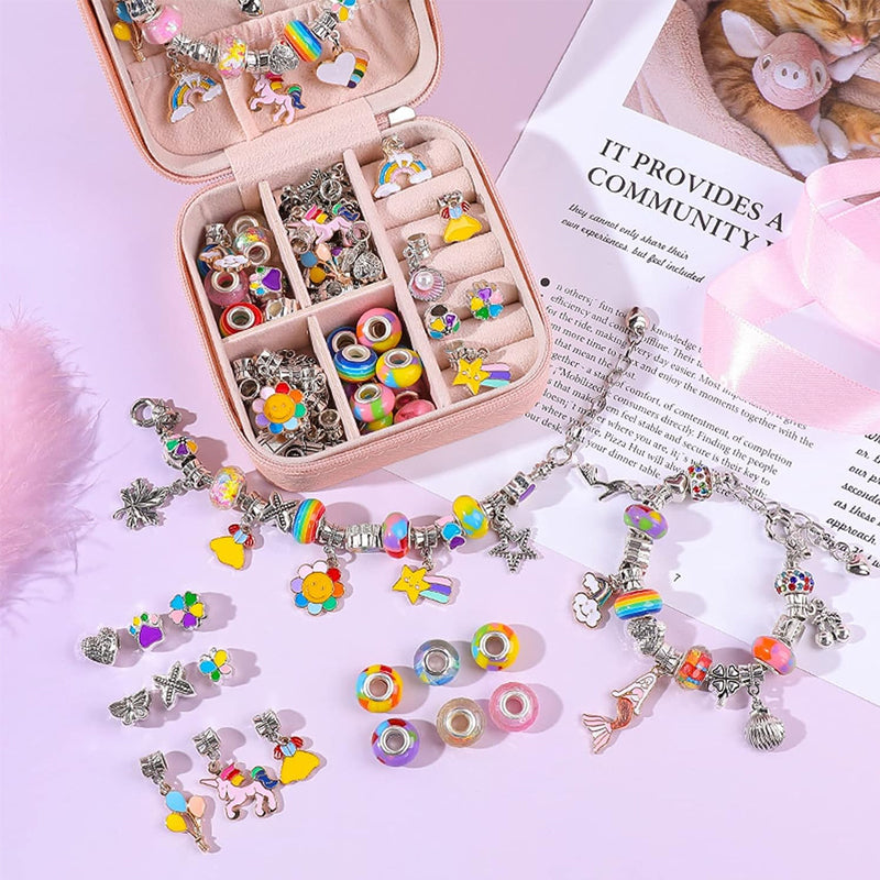Kids DIY Bracelet Making Kit – 60+ Beads, Charms & 3 Bracelets