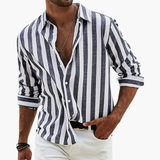 Men's Striped Shirt – Short Sleeve, Button Front & Relaxed Fit