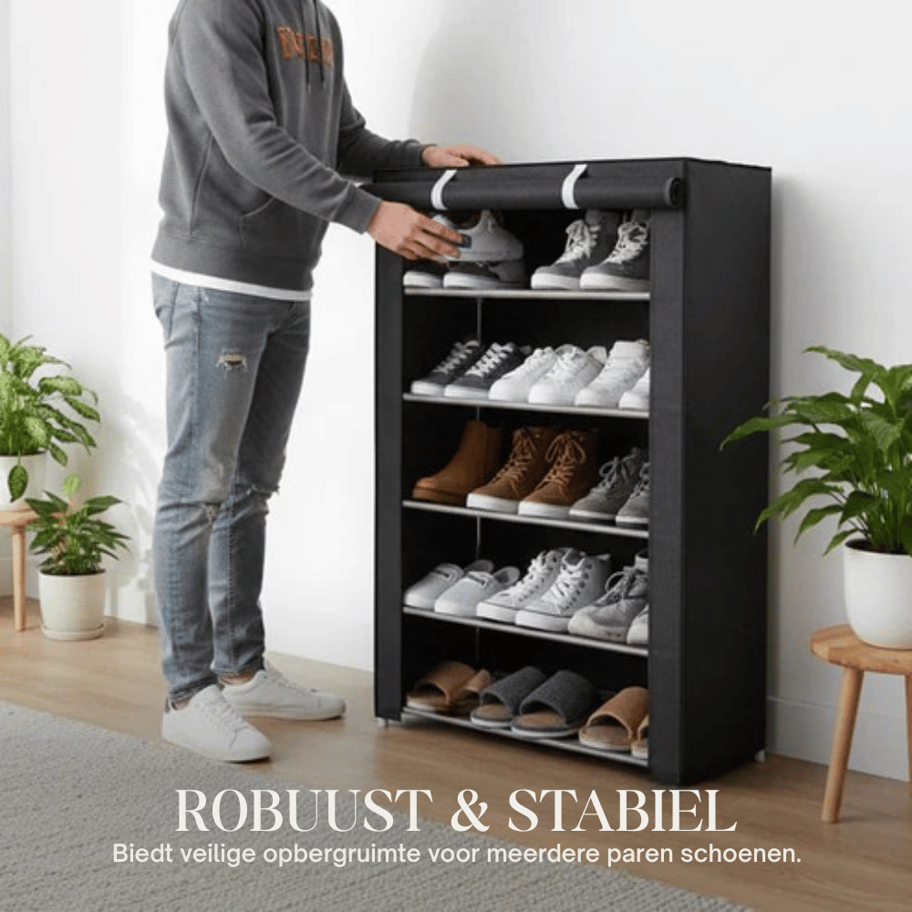 Optimized Product Title: **Stylish Fabric-Covered Shoe Cabinet with Sturdy Steel Frame – Available in 6 or 8 Tier Options for Maximum Storage**