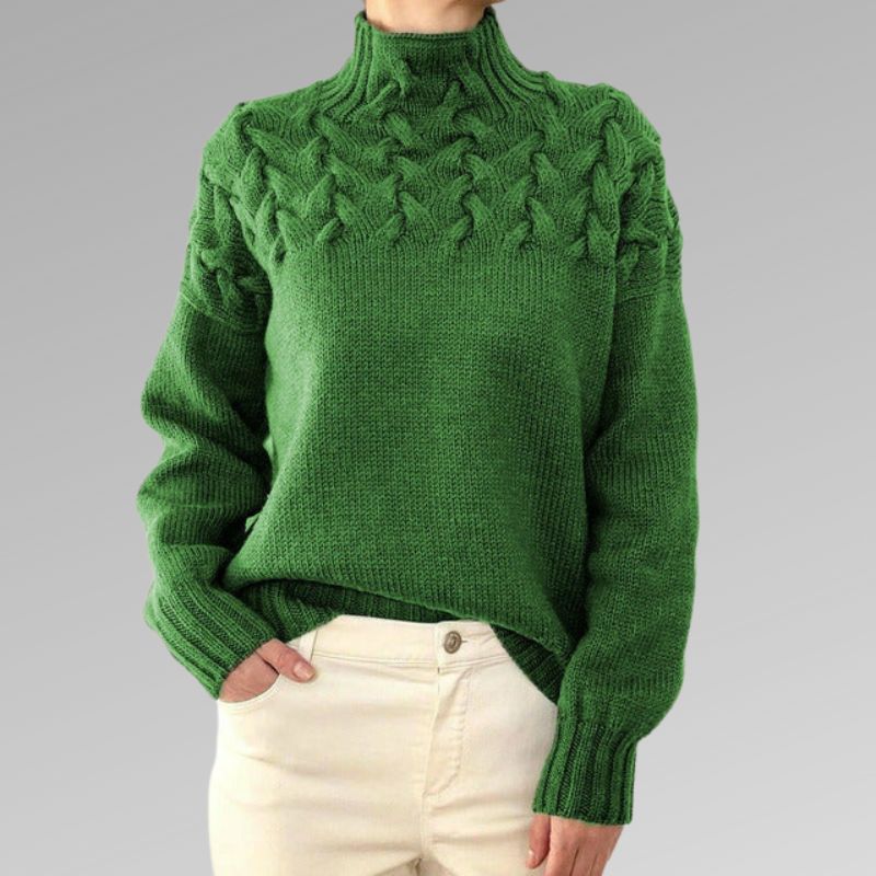Eva Damenpullover mit Zopfmuster-Detail – Eleganter Strickpullover für Damen, Bequem und Stilvoll