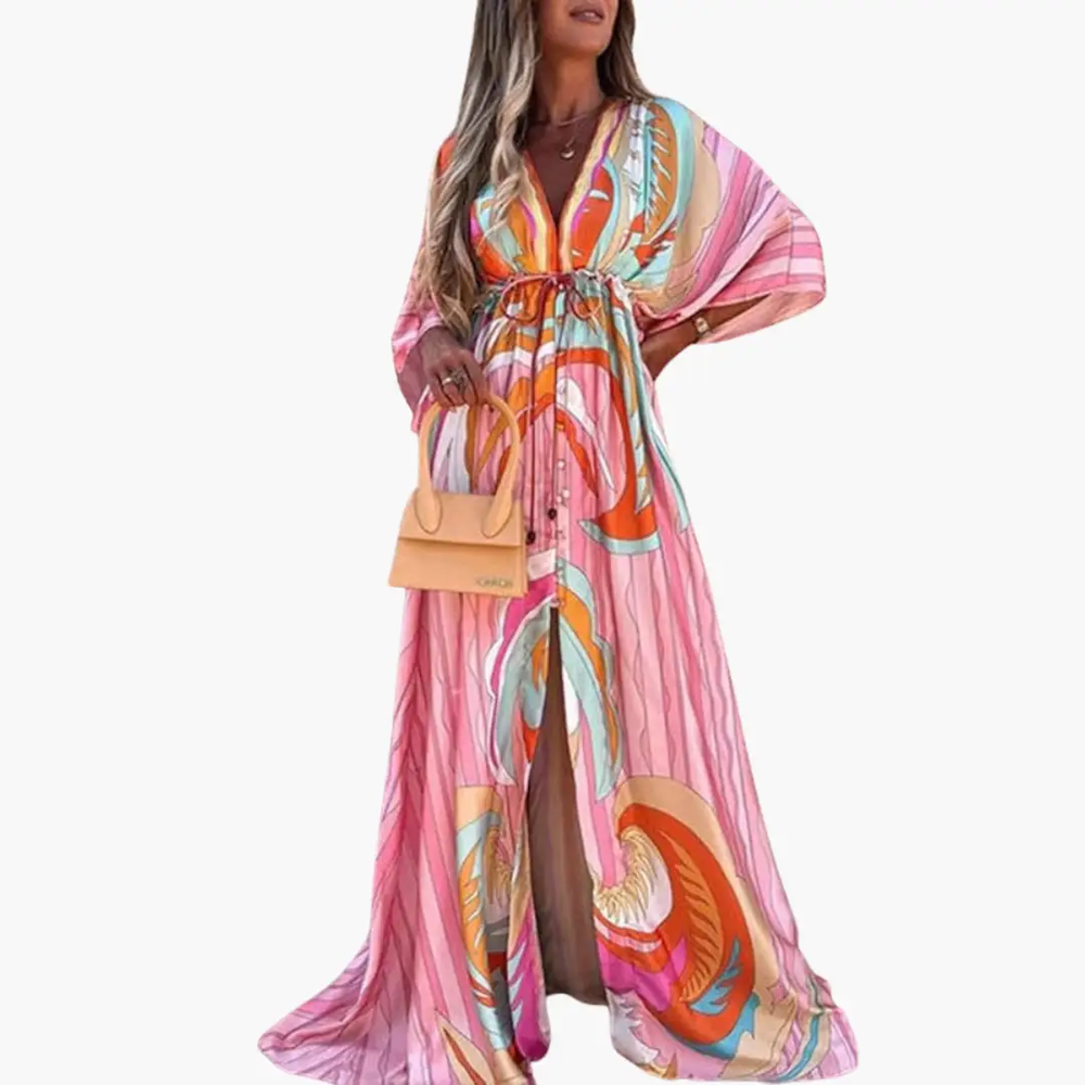 Women's Floral Maxi Dress – Colorful Print, Lightweight & Sleeveless