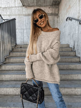 Loosely knitted ladies' jumper with off-shoulder design – Amira - 2