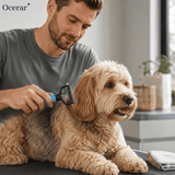 Pet Deshedding Grooming Brush – Safety Blades, Anti-Mat & Ergonomic Grip