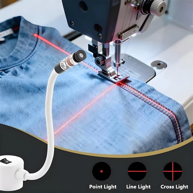 Magnetic Laser Sewing Guide – USB Powered, Flexible Silicone Arm & 3 Light Modes