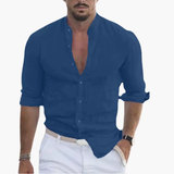 Men's Summer Shirt – Lightweight Fabric, Stand-Up Collar & Casual Fit
