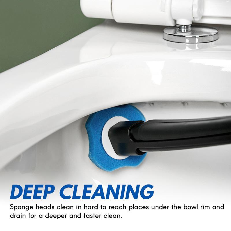 Disposable Toilet Brush – Replaceable Sponge Heads, 99.9% Bacteria Removal & Wall Mount Holder
