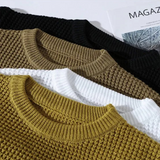 Enhanced Product Title: Silas™ Premium Waffle Knit Pullover - Stylish & Comfortable Sweater for Men/Women

This optimized title includes relevant keywords that potential customers might search for, while also highlighting the product's unique features and