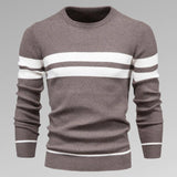 Men's striped knit pullover with round neckline – Fabio