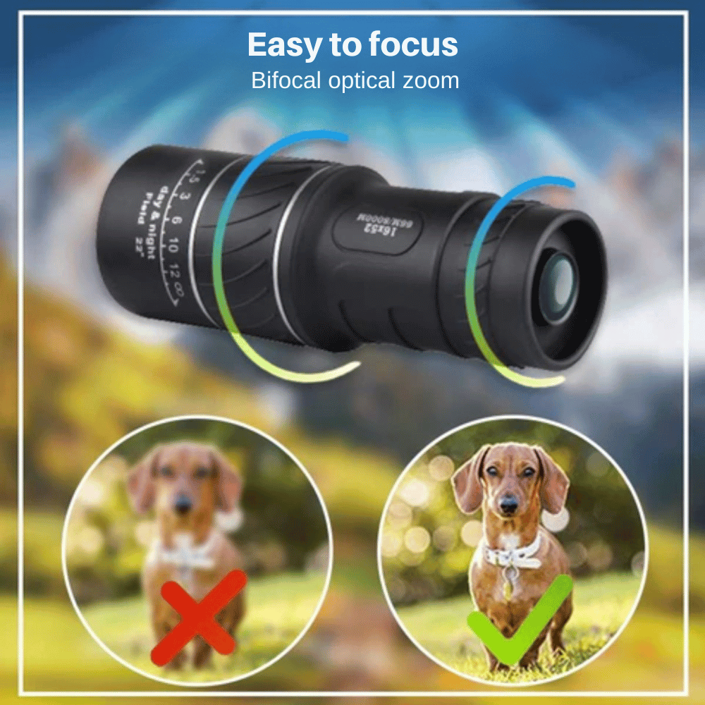 16x Monocular Telescope – BAK4 Prism, 52mm Lens & Waterproof Fog-Proof