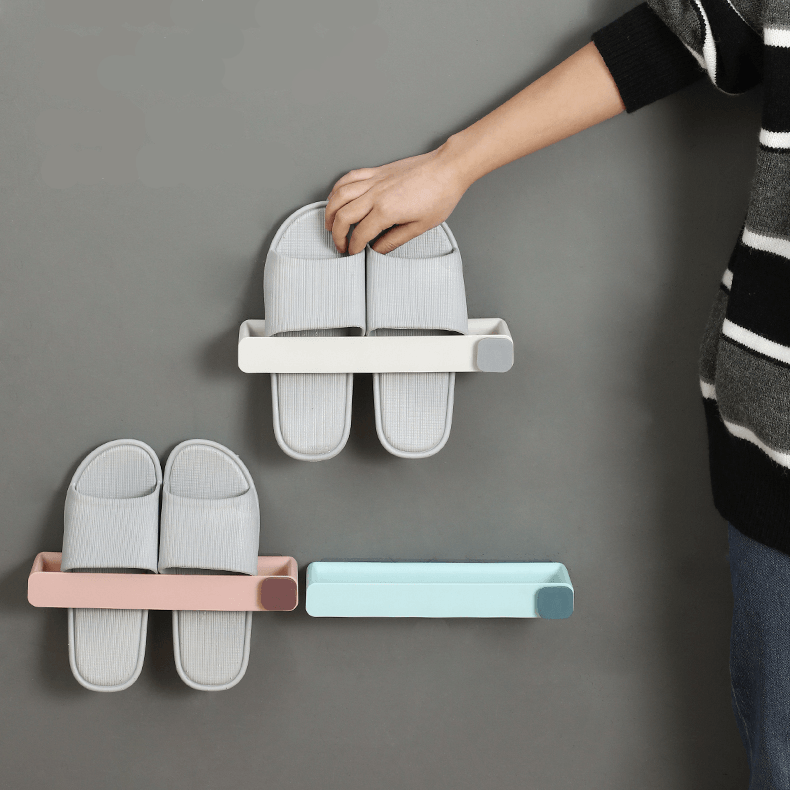 No-Drill Wall Shoe Holder – Adhesive Mount, PP Plastic & 4 Colors