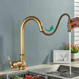 Pull-Down Kitchen Faucet – Matte Black/Antique Brass, Swivel Spout & Single Handle