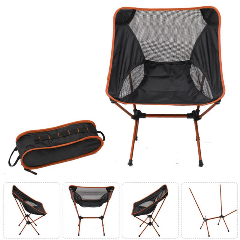 Ultralight Folding Camping Chair – 0.9kg, Aluminum Frame, Mesh, with Carry Bag