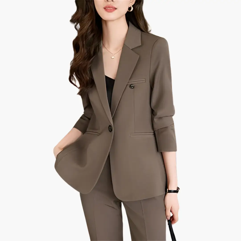 Women's Blazer Set – Lapel Collar & Front Button Placket