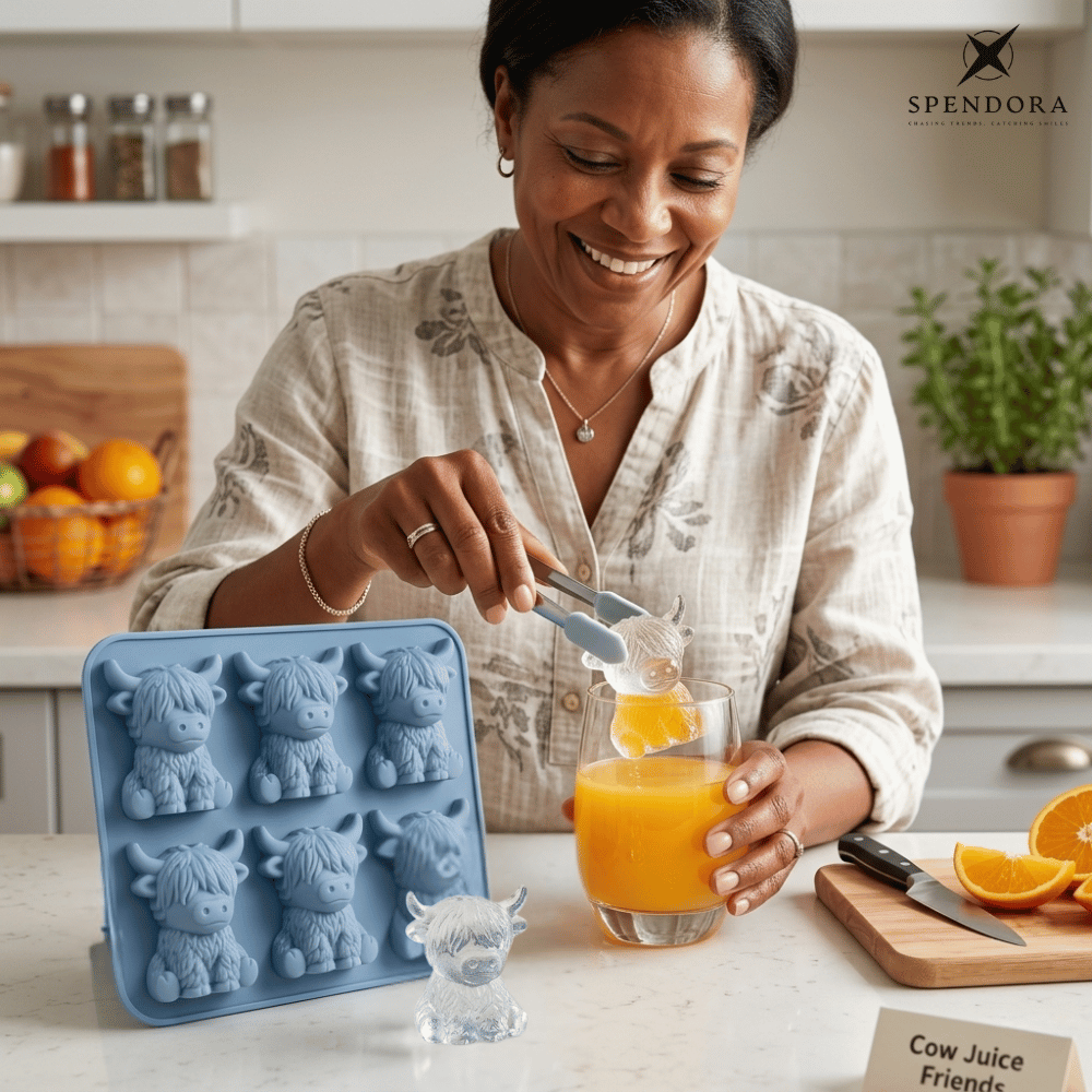 Highland Cow Ice Cube Tray – Silicone, 6 Cavities & BPA-Free