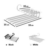 Extendable Trouser Hanger – Stainless Steel, 5 Slide-Out Bars & Non-Slip Tips